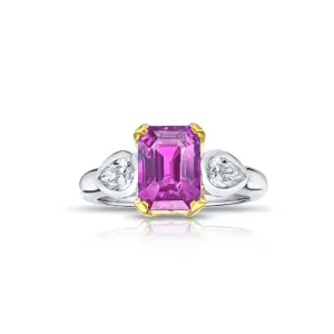 Contemporary Platinum & 18KT Yellow Gold Sapphire & Diamond Ring
