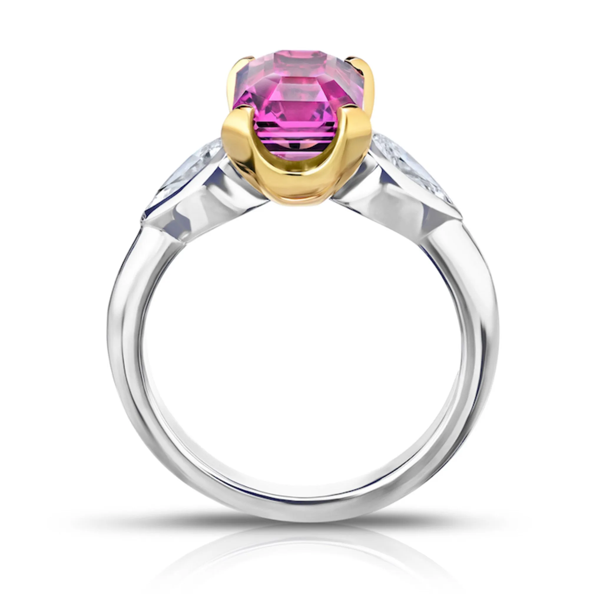 Contemporary Platinum & 18KT Yellow Gold Sapphire & Diamond Ring