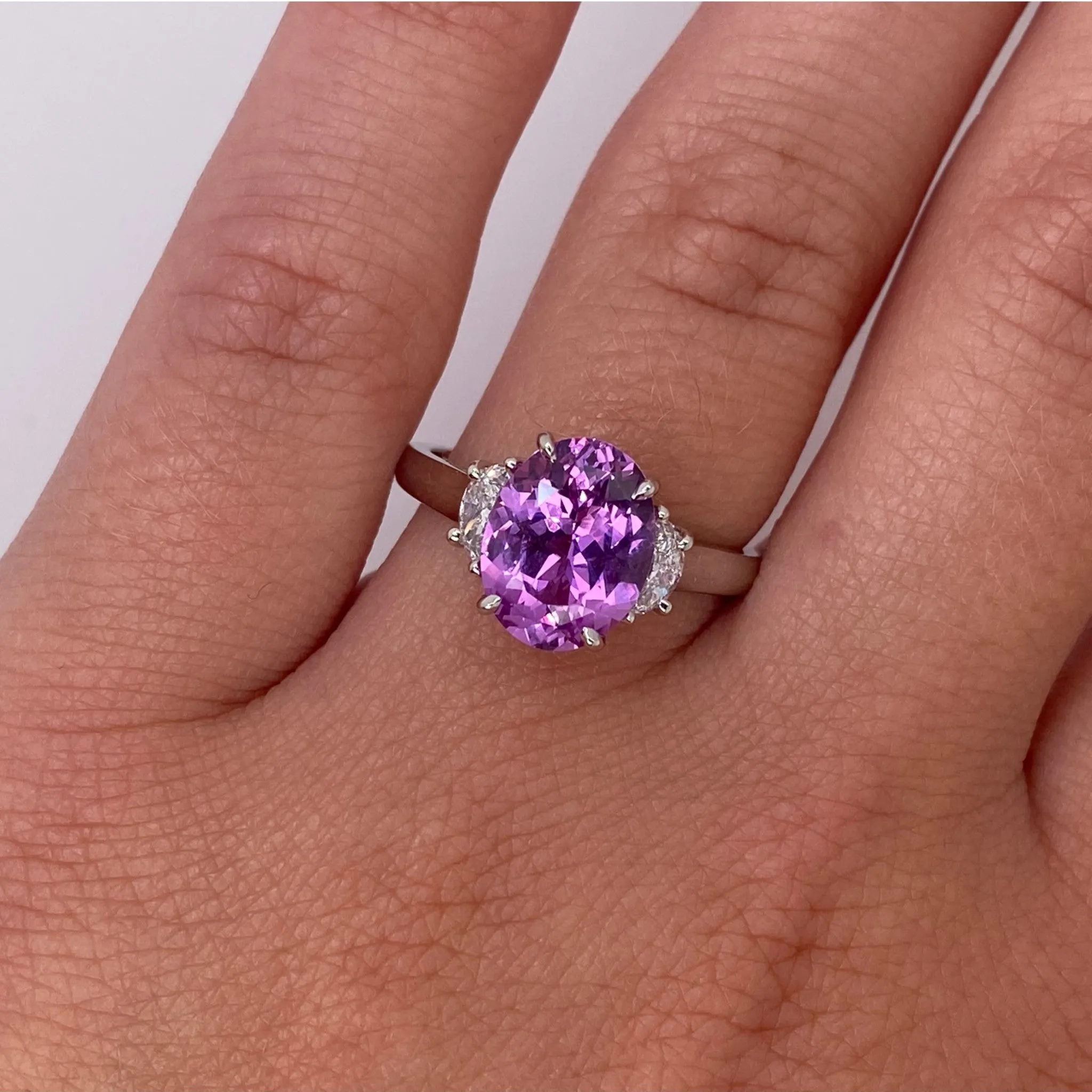 Contemporary Platinum Sapphire & Diamond Ring