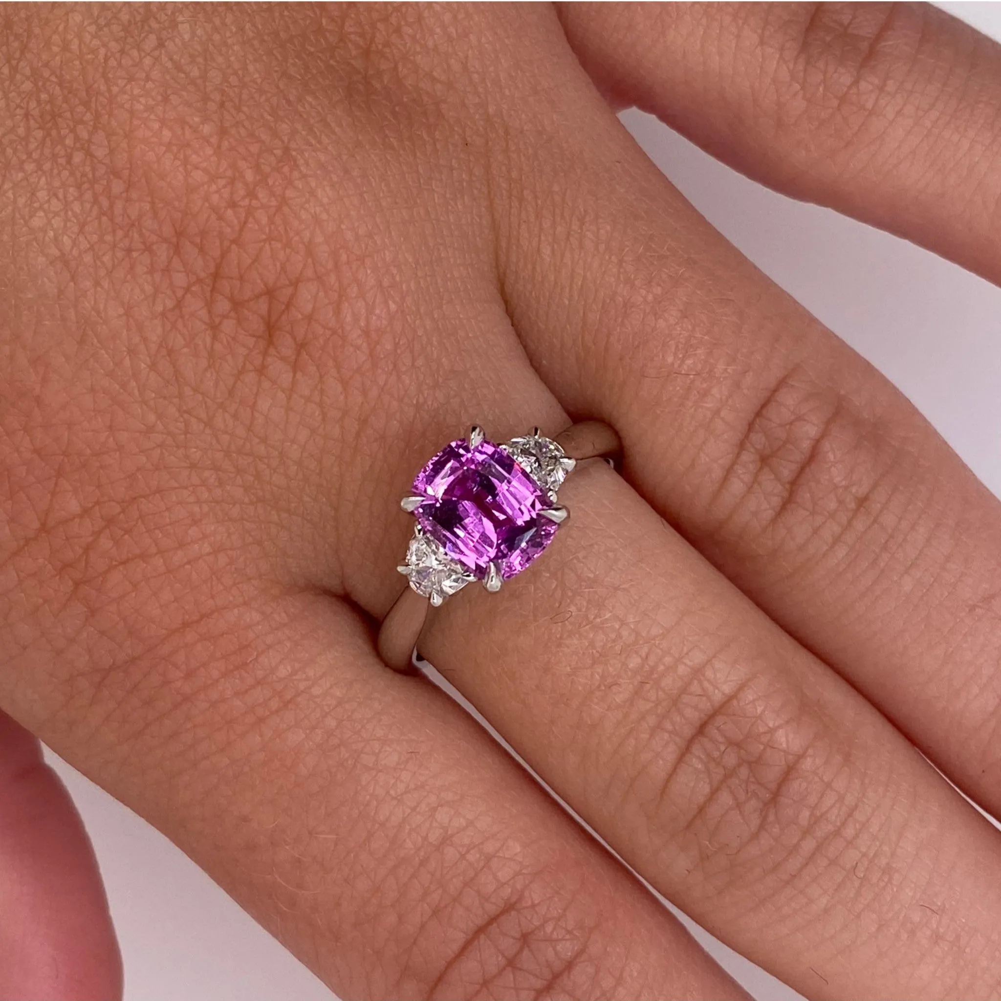 Contemporary Platinum Sapphire & Diamond Ring