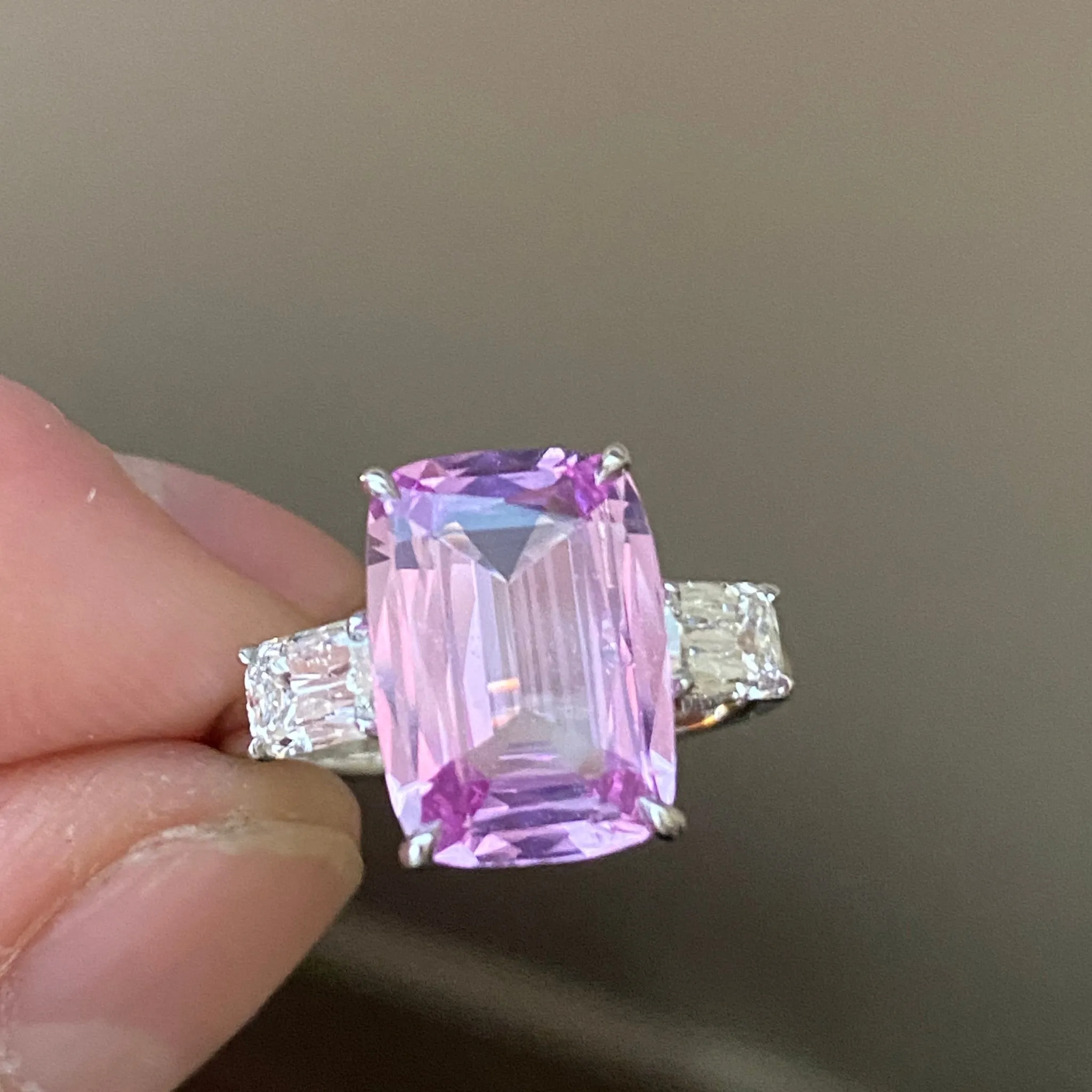 Contemporary Platinum Sapphire & Diamond Ring