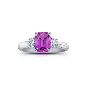 Contemporary Platinum Sapphire & Diamond Ring