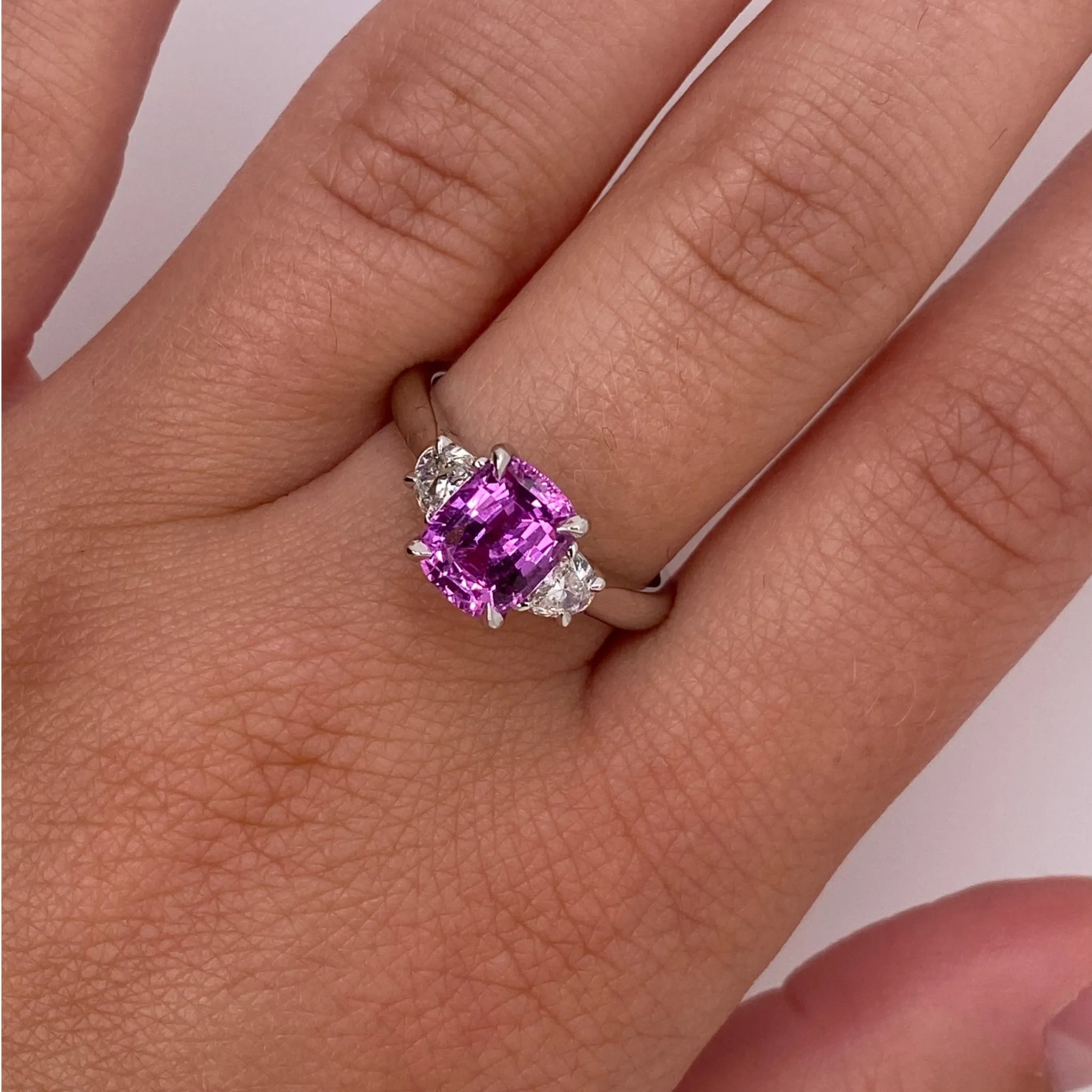 Contemporary Platinum Sapphire & Diamond Ring