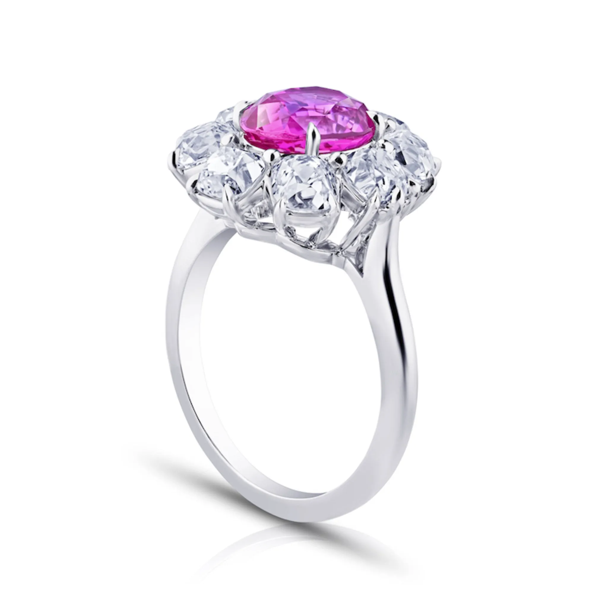 Contemporary Platinum Sapphire & Diamond Ring
