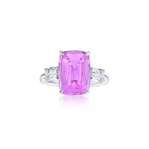 Contemporary Platinum Sapphire & Diamond Ring