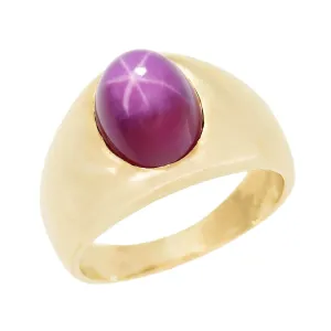 Edwardian 14K Star Sapphire Flush Mount Ring