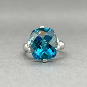 Estate 10K W Gold 11.01ct London Blue Topaz Ring