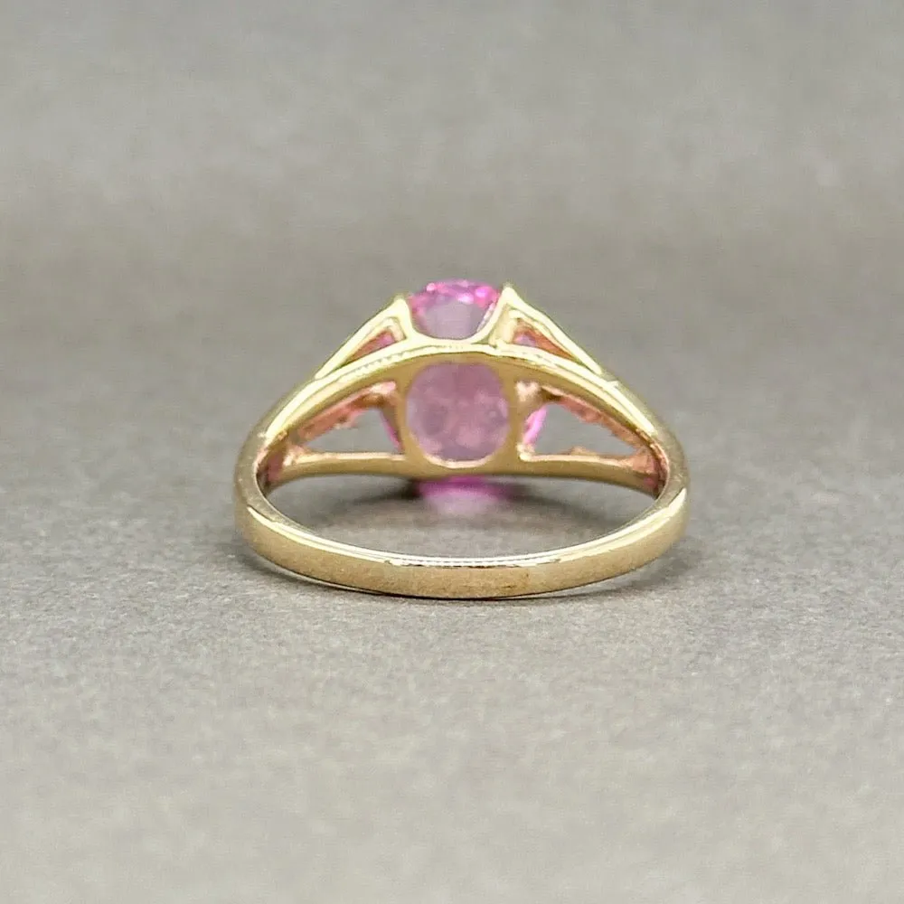 Estate 10K Y Gold 2.99ct Lab-Created Pink Sapphire Ring