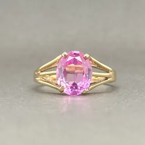 Estate 10K Y Gold 2.99ct Lab-Created Pink Sapphire Ring