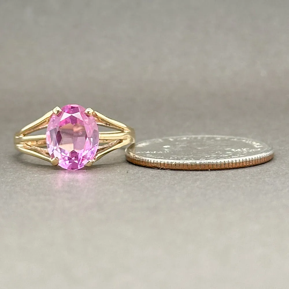 Estate 10K Y Gold 2.99ct Lab-Created Pink Sapphire Ring