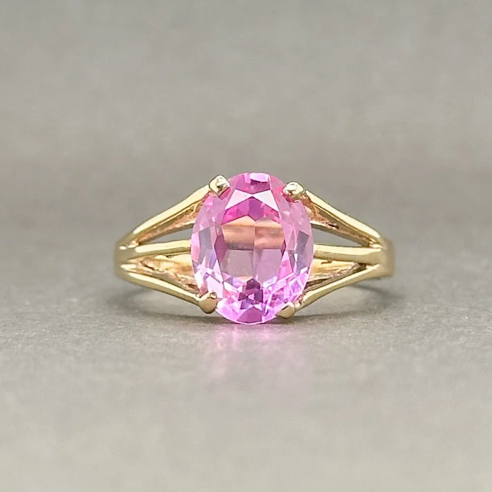 Estate 10K Y Gold 2.99ct Lab-Created Pink Sapphire Ring