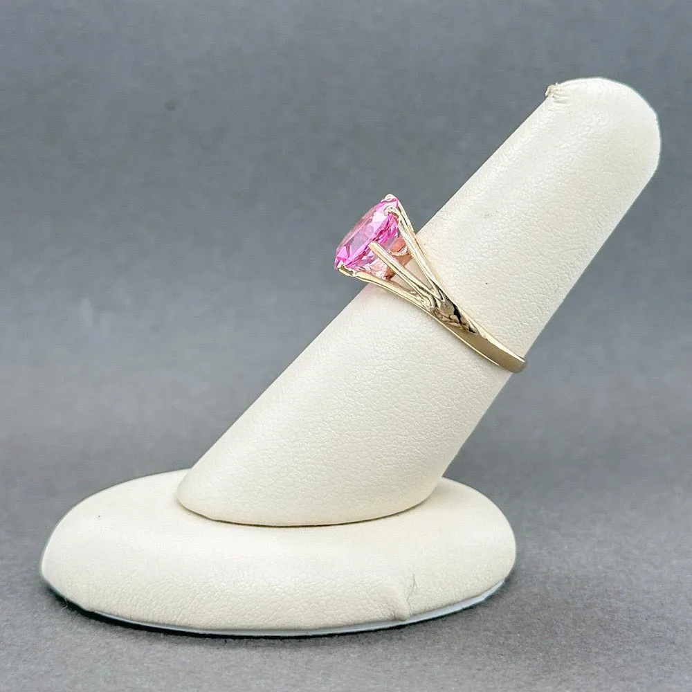 Estate 10K Y Gold 2.99ct Lab-Created Pink Sapphire Ring