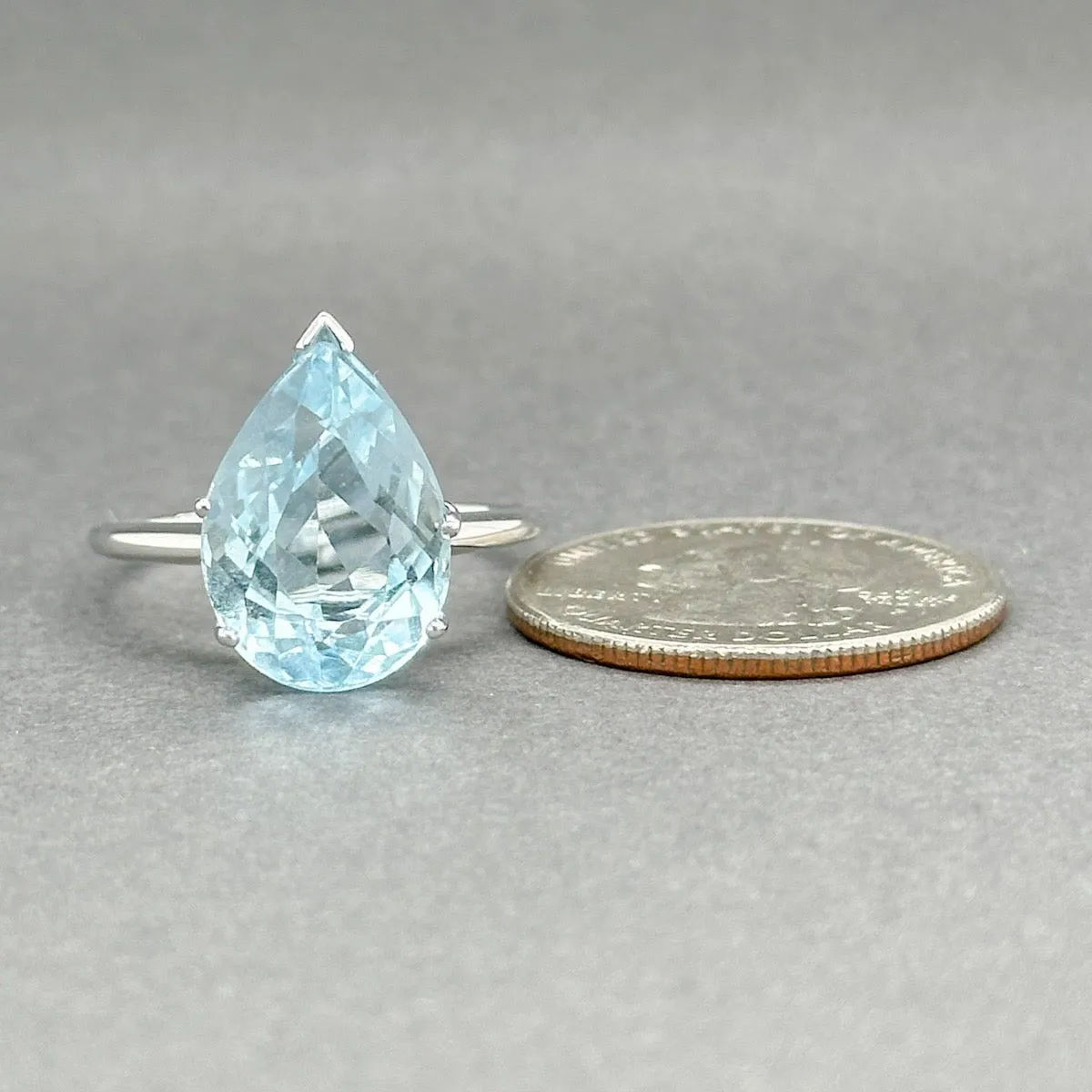 Estate 14K W Gold 10.53ct Blue Topaz Ring