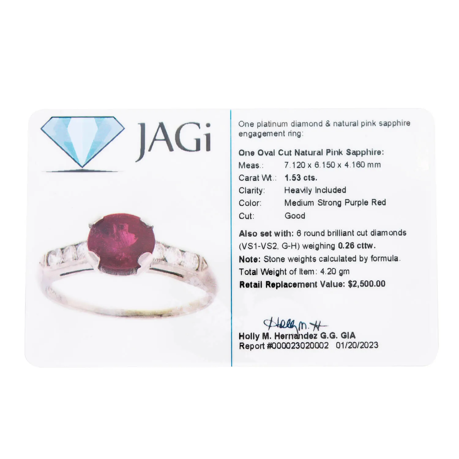 Estate Platinum Pink Sapphire   Diamond Engagement Ring 1.53ctw