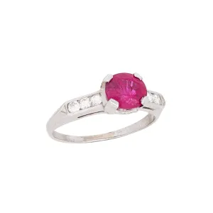 Estate Platinum Pink Sapphire   Diamond Engagement Ring 1.53ctw