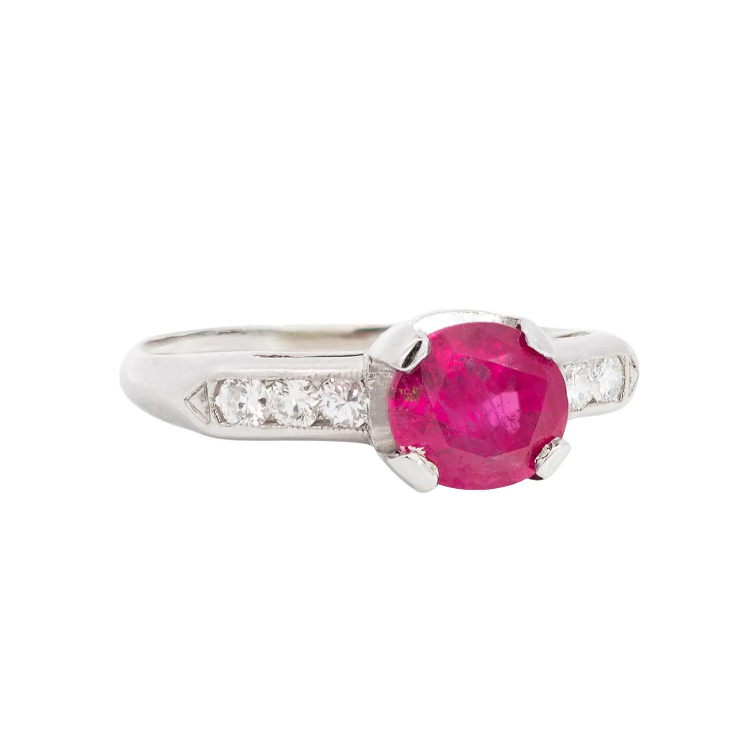 Estate Platinum Pink Sapphire   Diamond Engagement Ring 1.53ctw