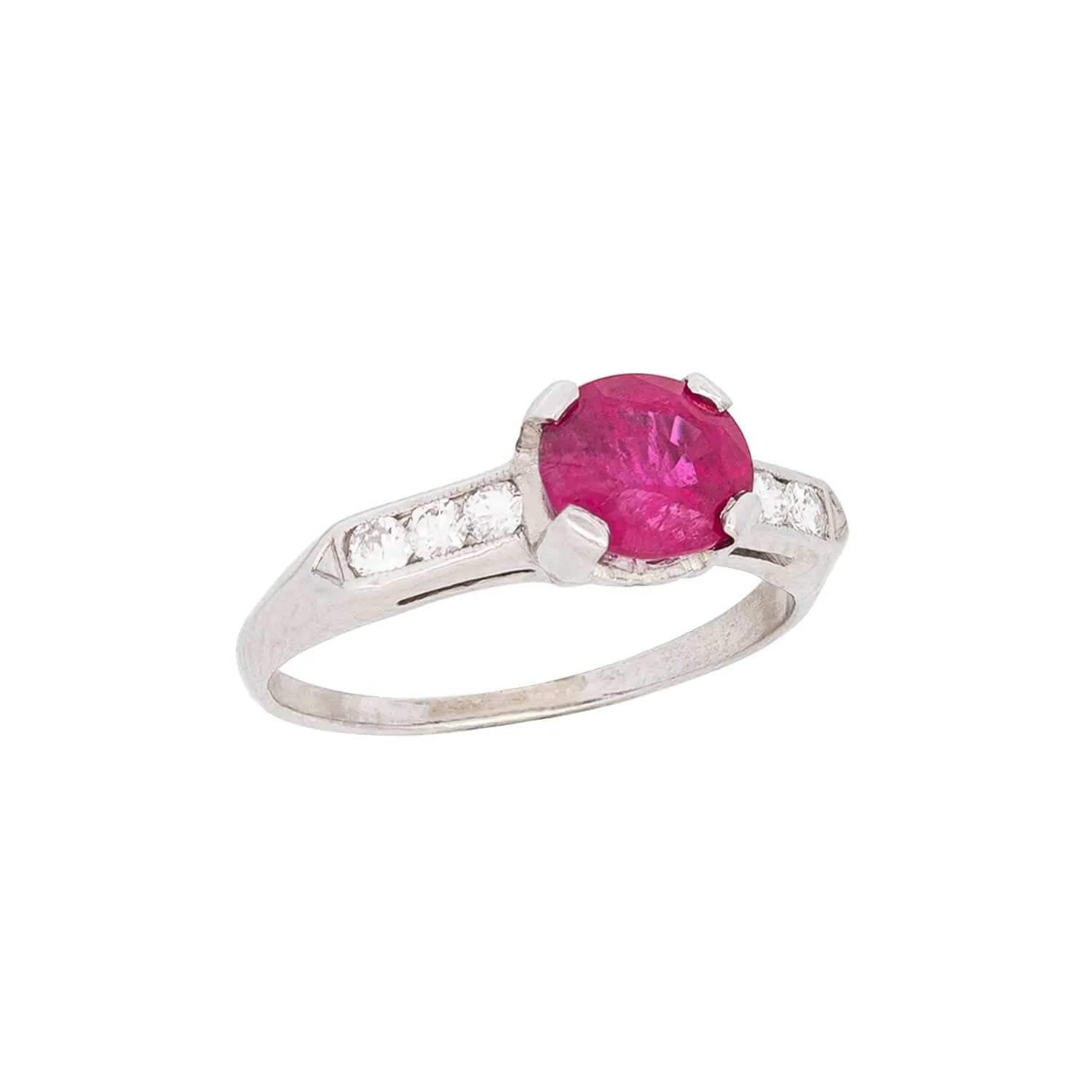 Estate Platinum Pink Sapphire   Diamond Engagement Ring 1.53ctw