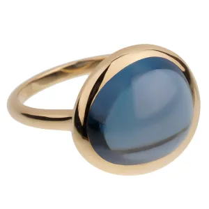 Fred of Paris 7ct London Topaz Cabochon 18k Yellow Gold Cocktail Ring Size 6 1/2