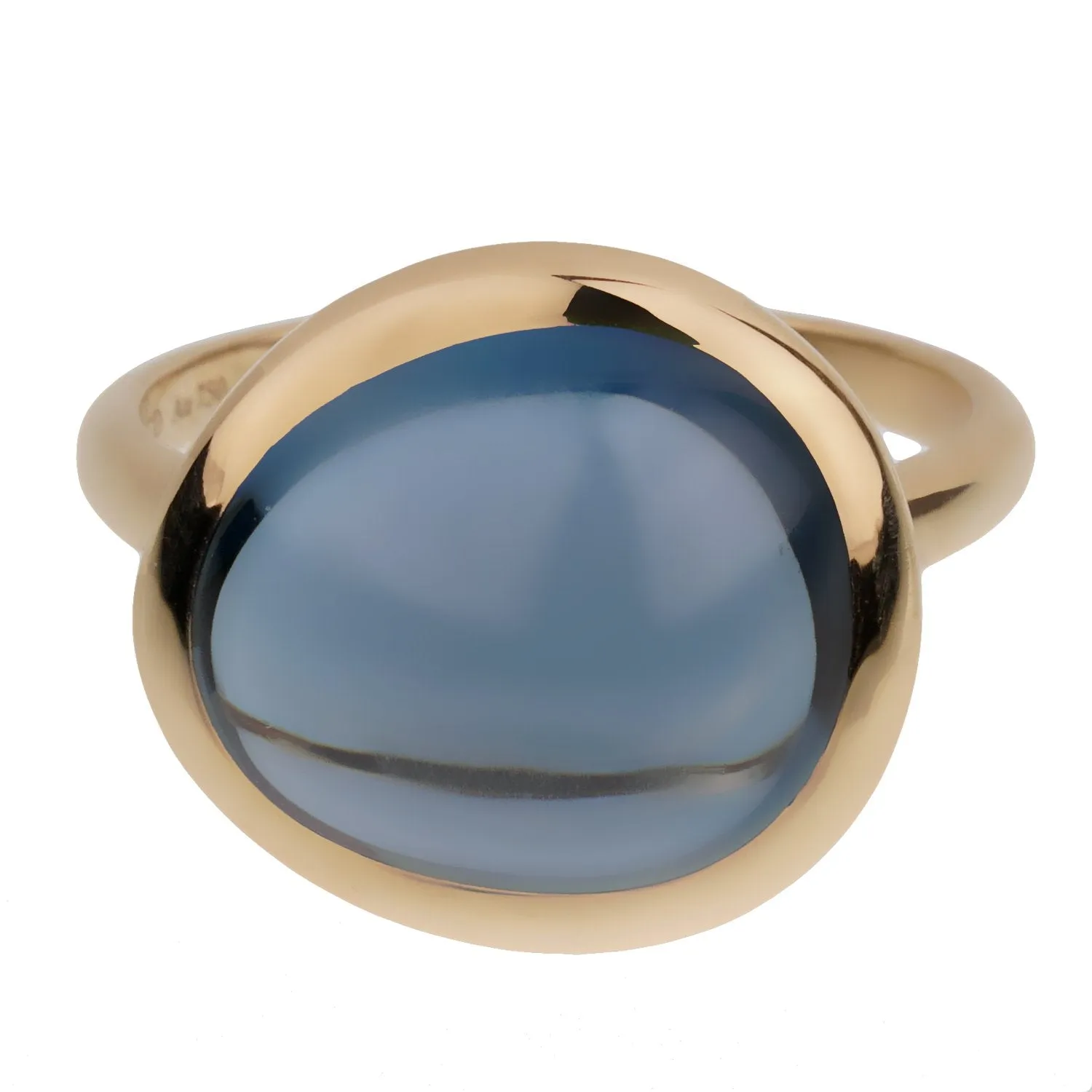 Fred of Paris 7ct London Topaz Cabochon 18k Yellow Gold Cocktail Ring Size 6 1/4