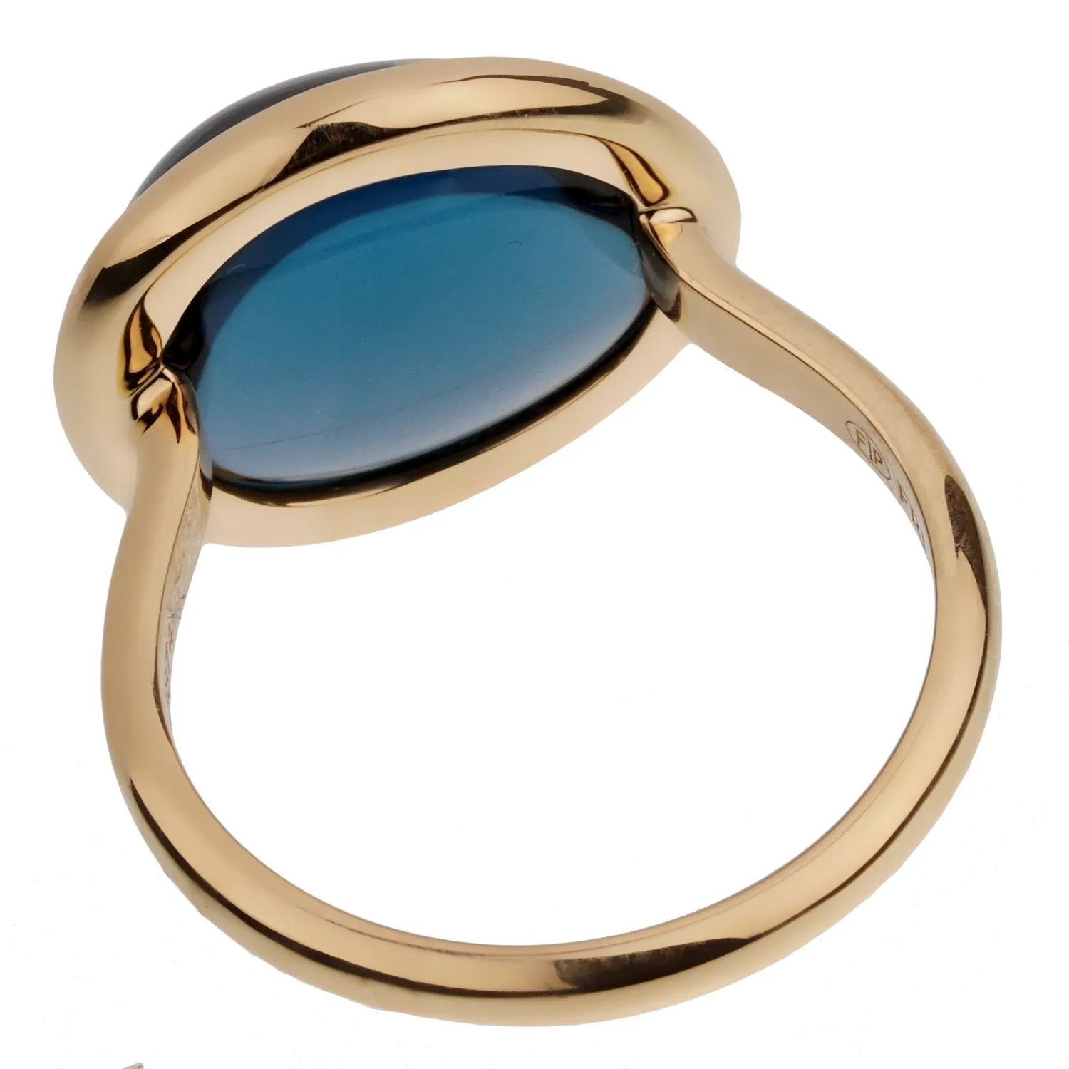 Fred of Paris 7ct London Topaz Cabochon 18k Yellow Gold Cocktail Ring Size 6 1/4