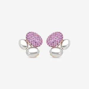 Gbelin Madagascar 18K White & Rose Gold Pink Sapphire Clip Earrings 44K-1233.8
