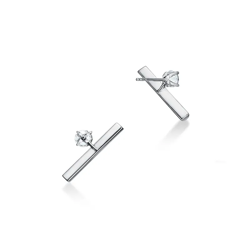 HEARTS ON FIRE 'BARRE' 18CT WHITE GOLD FLOATING DIAMOND PAVE CLIMBER EARRINGS