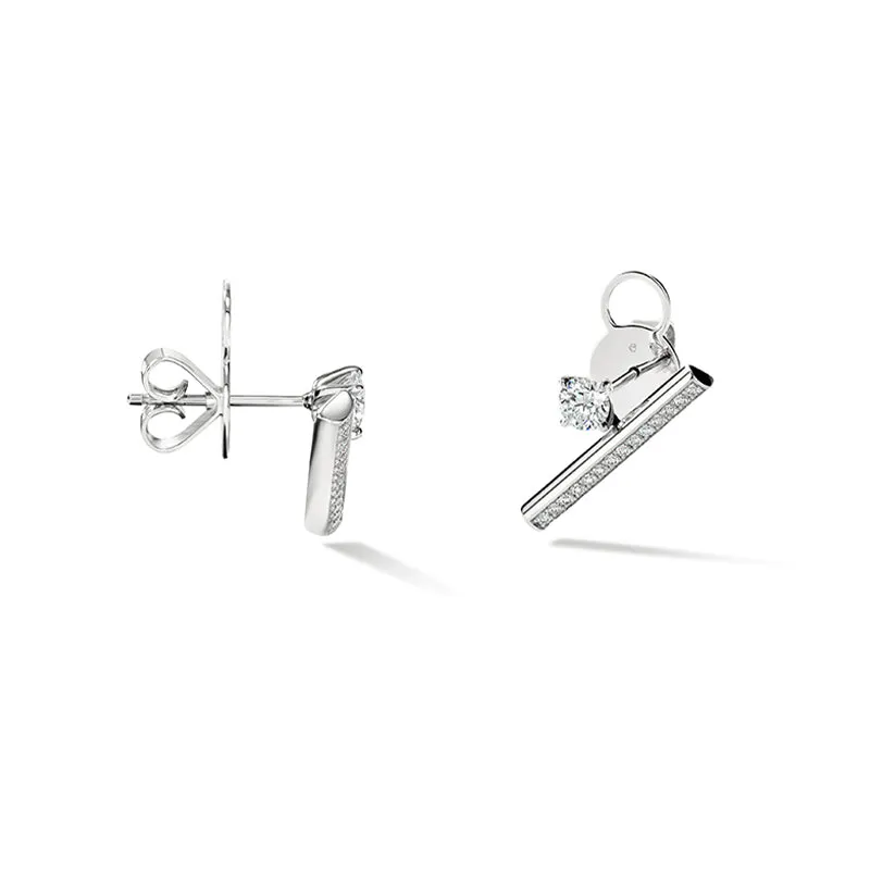 HEARTS ON FIRE 'BARRE' 18CT WHITE GOLD FLOATING DIAMOND PAVE CLIMBER EARRINGS