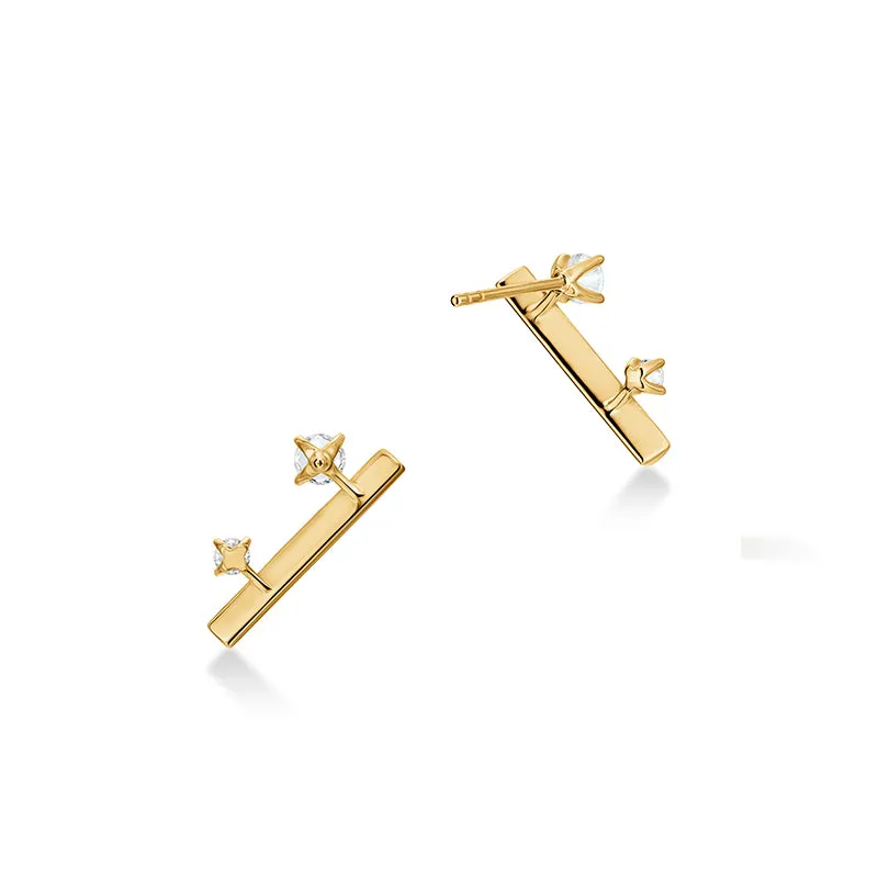 HEARTS ON FIRE 'BARRE' 18CT YELLOW GOLD FLOATING DIAMOND CLIMBER EARRINGS