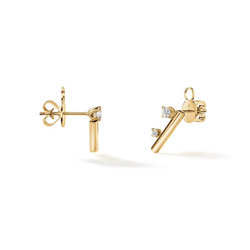 HEARTS ON FIRE 'BARRE' 18CT YELLOW GOLD FLOATING DIAMOND CLIMBER EARRINGS
