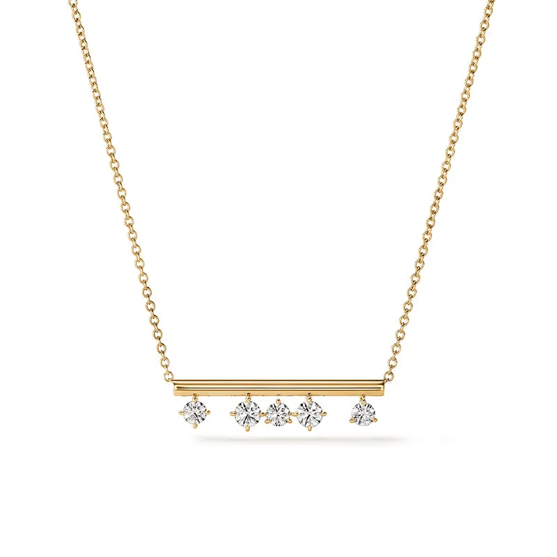 HEARTS ON FIRE 'BARRE' 18CT YELLOW GOLD FLOATING DIAMOND NECKLACE