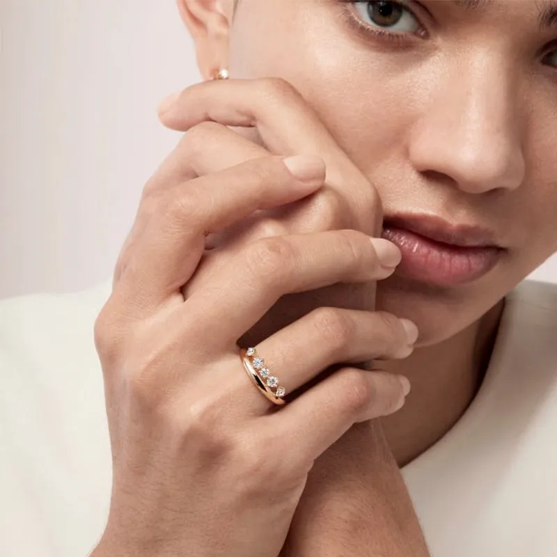 HEARTS ON FIRE 'BARRE' 18CT YELLOW GOLD FLOATING DIAMOND RING
