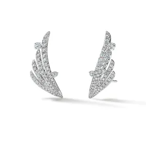 HEARTS ON FIRE VELA 18CT WHITE GOLD FRENCH CUT PAVE DIAMOND CLIMBER EARRINGS