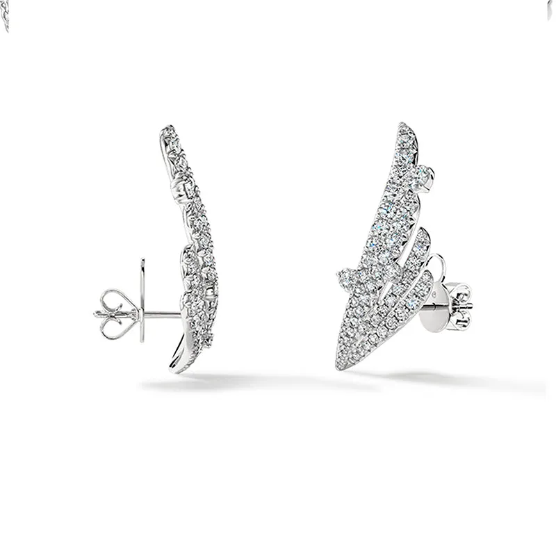HEARTS ON FIRE VELA 18CT WHITE GOLD FRENCH CUT PAVE DIAMOND CLIMBER EARRINGS