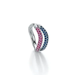 JORG HEINZ  '2 PLAY' 18CT WHITE GOLD DIAMOND AND PINK SAPPHIRE RING