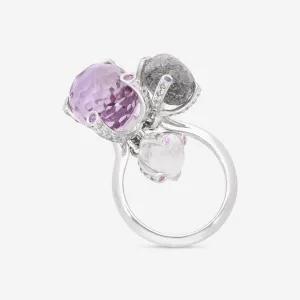 Nanis 18K Gold Grey Diamond & Multi-Stone Ring Sz. 7.25 AS11-508