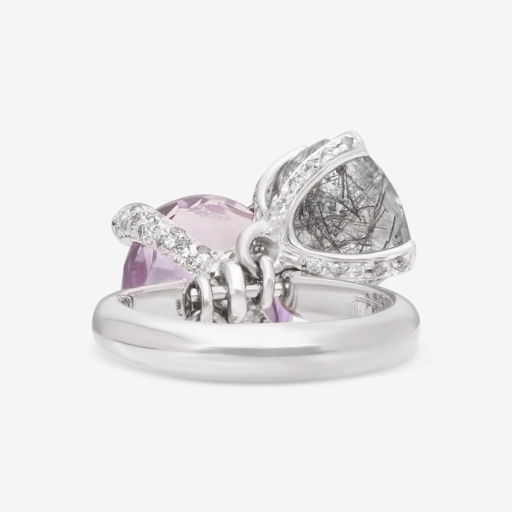 Nanis 18K Gold Grey Diamond & Multi-Stone Ring Sz. 7.25 AS11-508