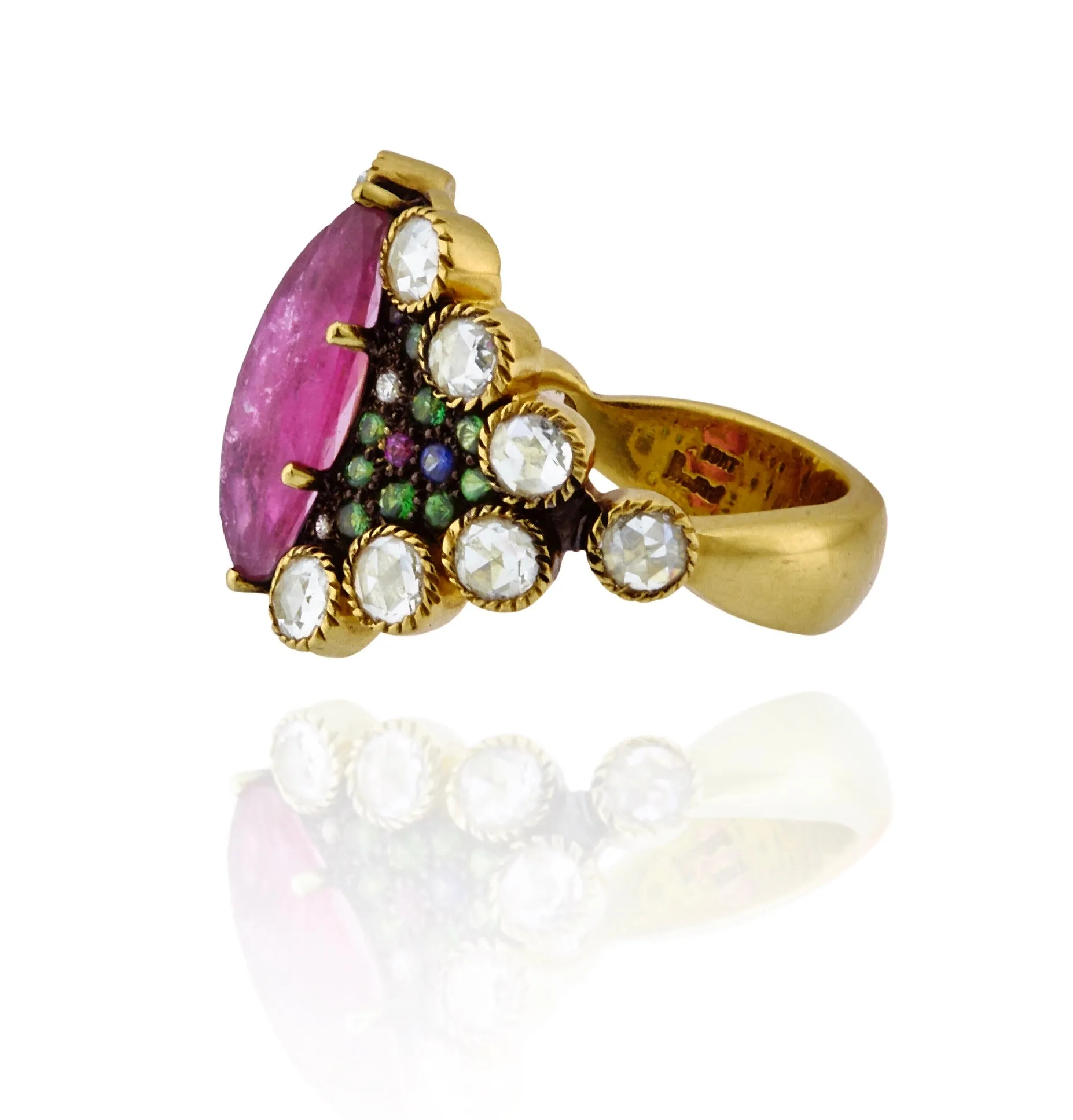 One-of-a-Kind 18kt Green Gold 'Tutti Frutti' Cocktail Ring II