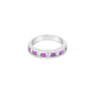 PLATINUM PINK SAPPHIRE AND WHITE DIAMOND BAND