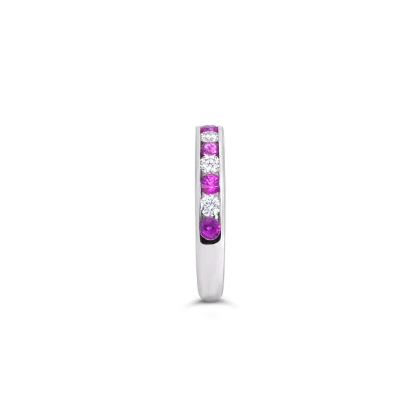 PLATINUM PINK SAPPHIRE AND WHITE DIAMOND BAND