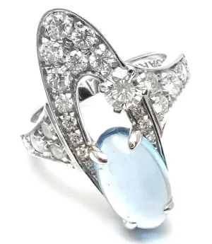Rare! Authentic Bvlgari Bulgari Elysia 18k White Gold Diamond Blue Topaz Ring