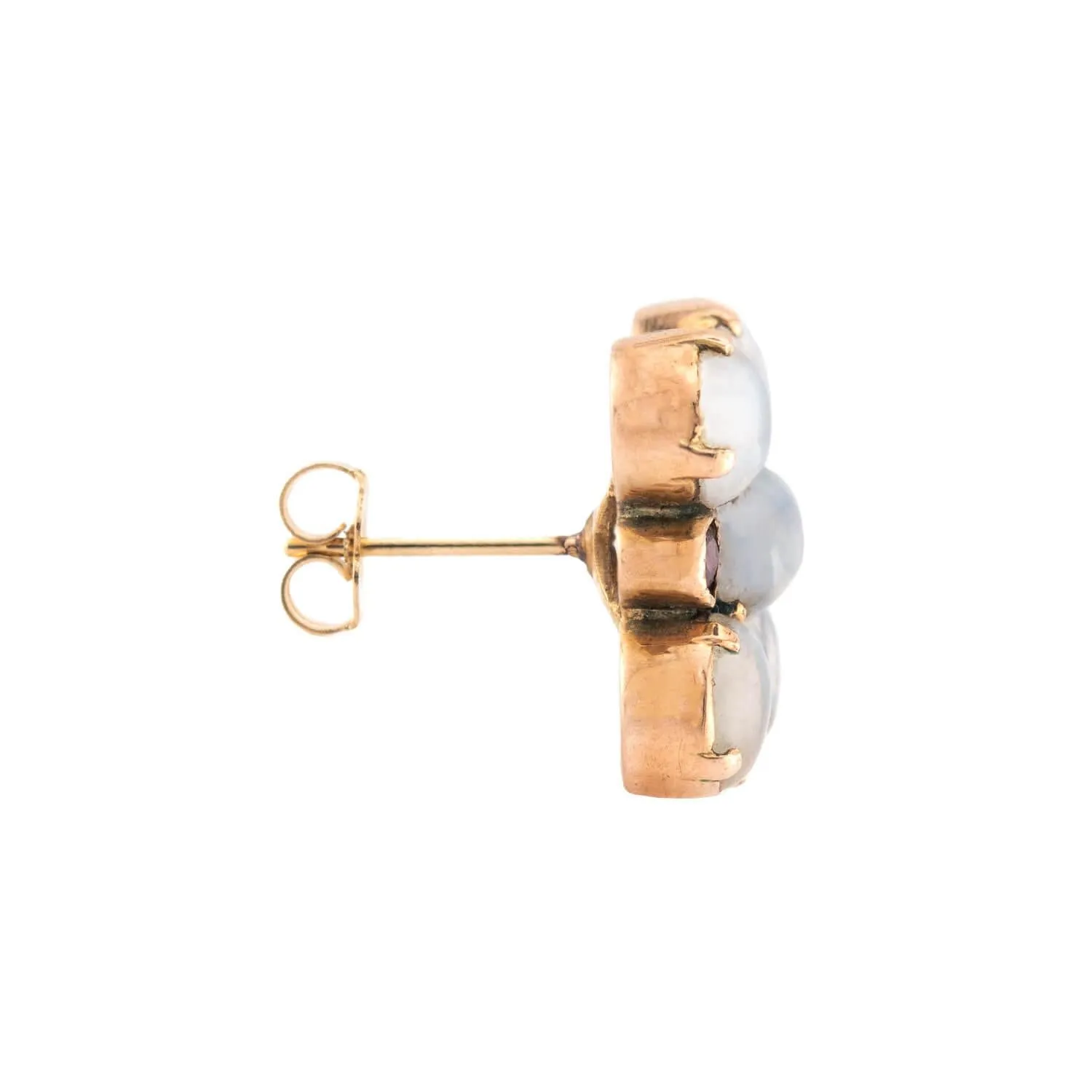 Retro 14k Moonstone and Sapphire Earring and Bracelet Set