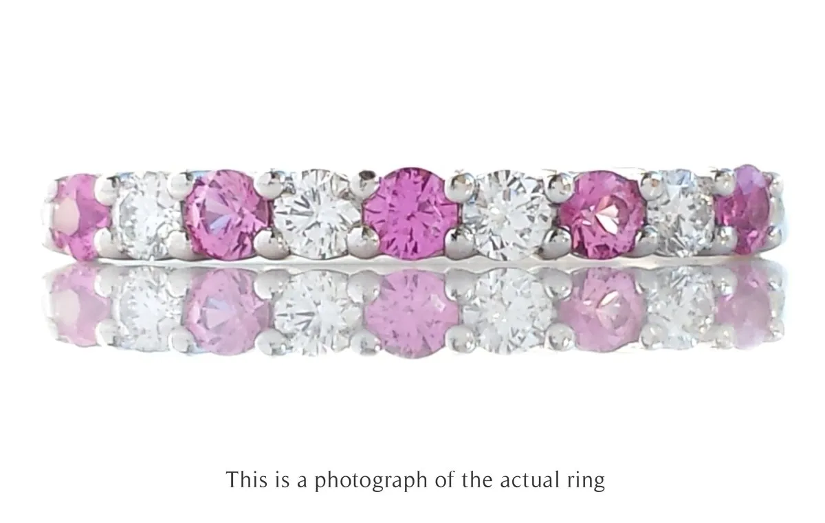 Tiffany & Co. 2mm Pink Sapphire & Diamond Forever Ring