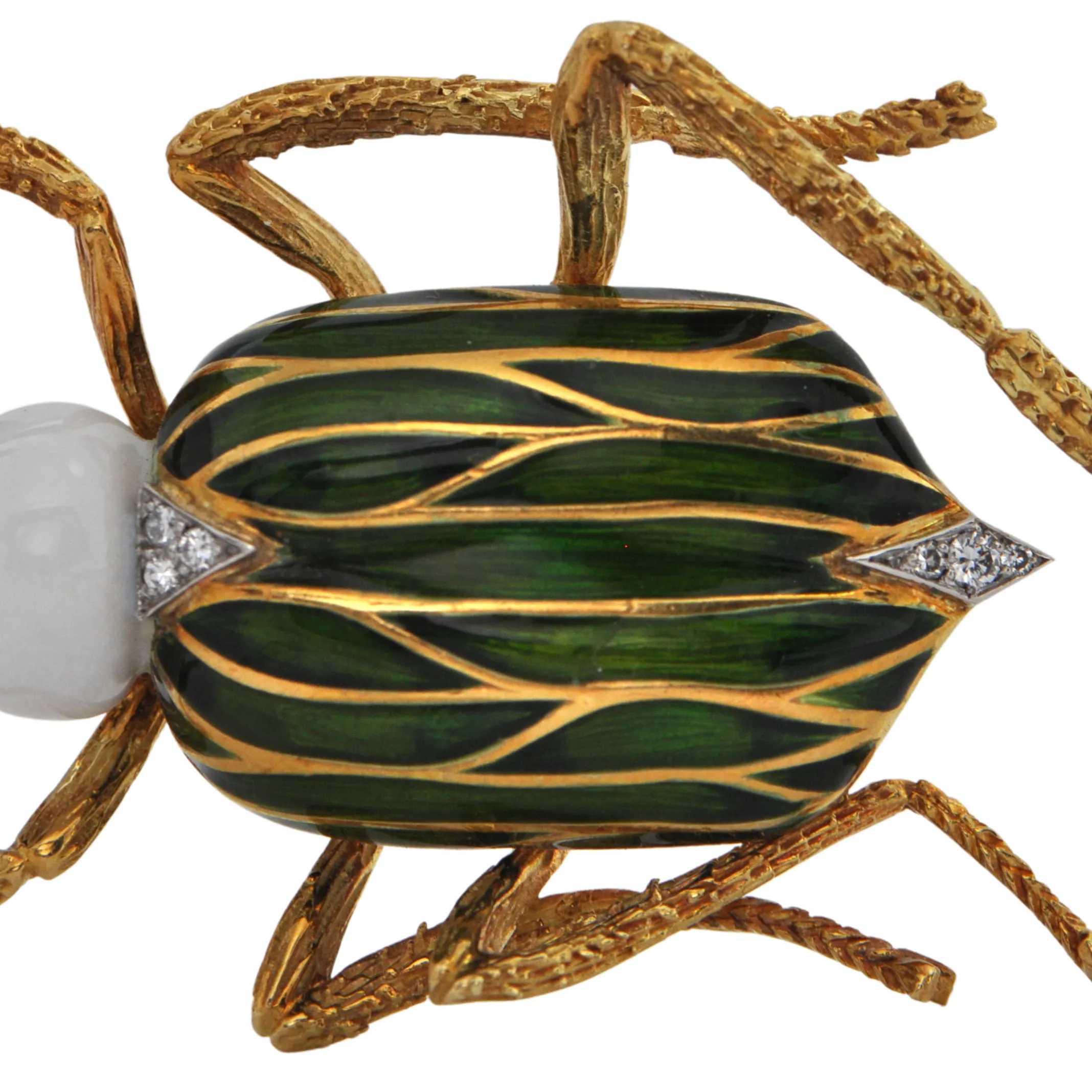 Vintage "Spitzer & Fuhrman"  Diamond, Pink Sapphire, and Enamel 18k Gold Beetle Bug Brooch 'France'