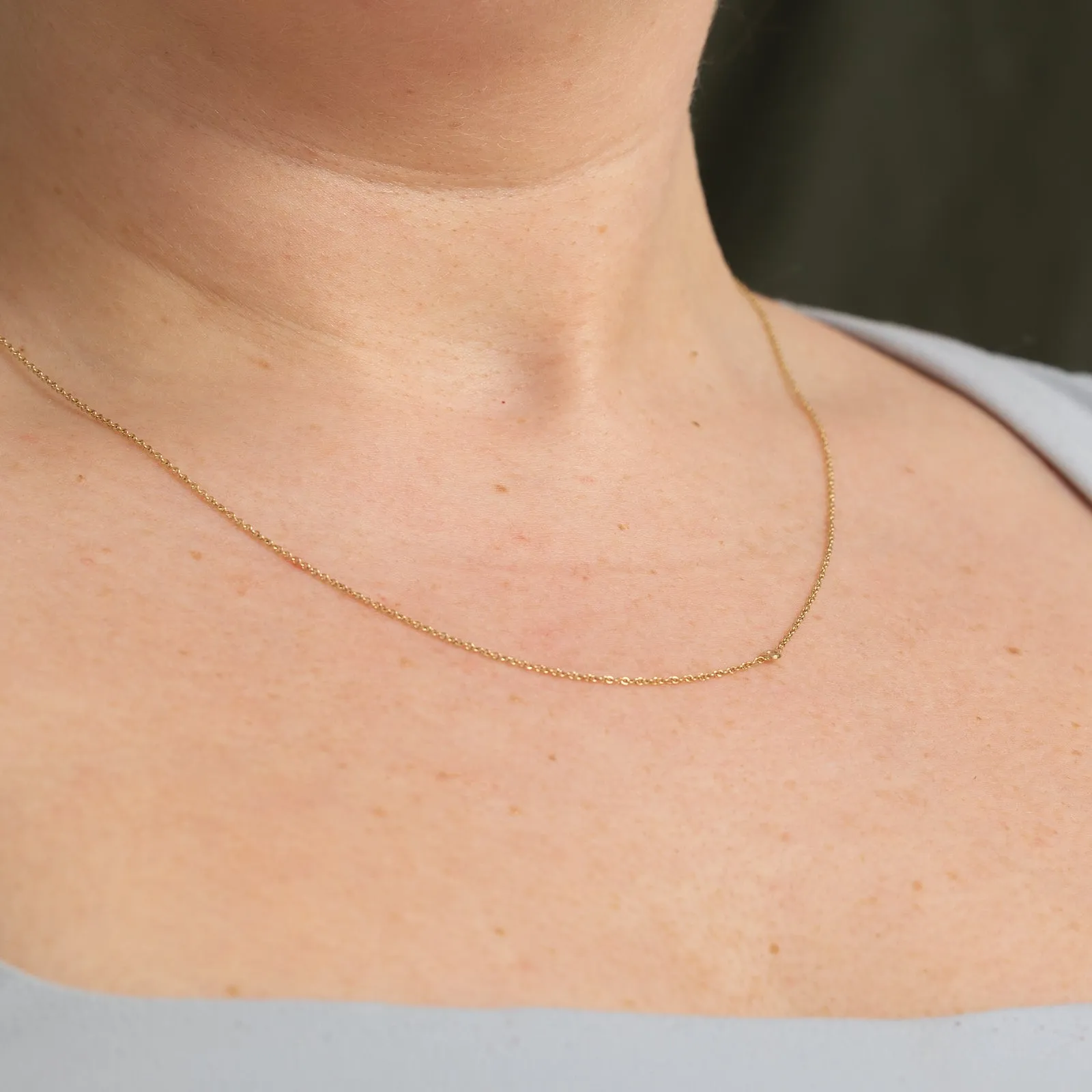 'Zo Chicco' 14k Gold Offset Floating Diamond Chain Necklace | 0.02ct | 18"
