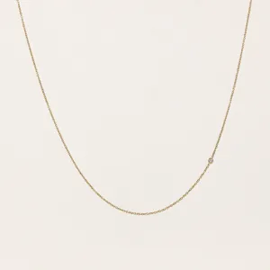 'Zo Chicco' 14k Gold Offset Floating Diamond Chain Necklace | 0.02ct | 18"