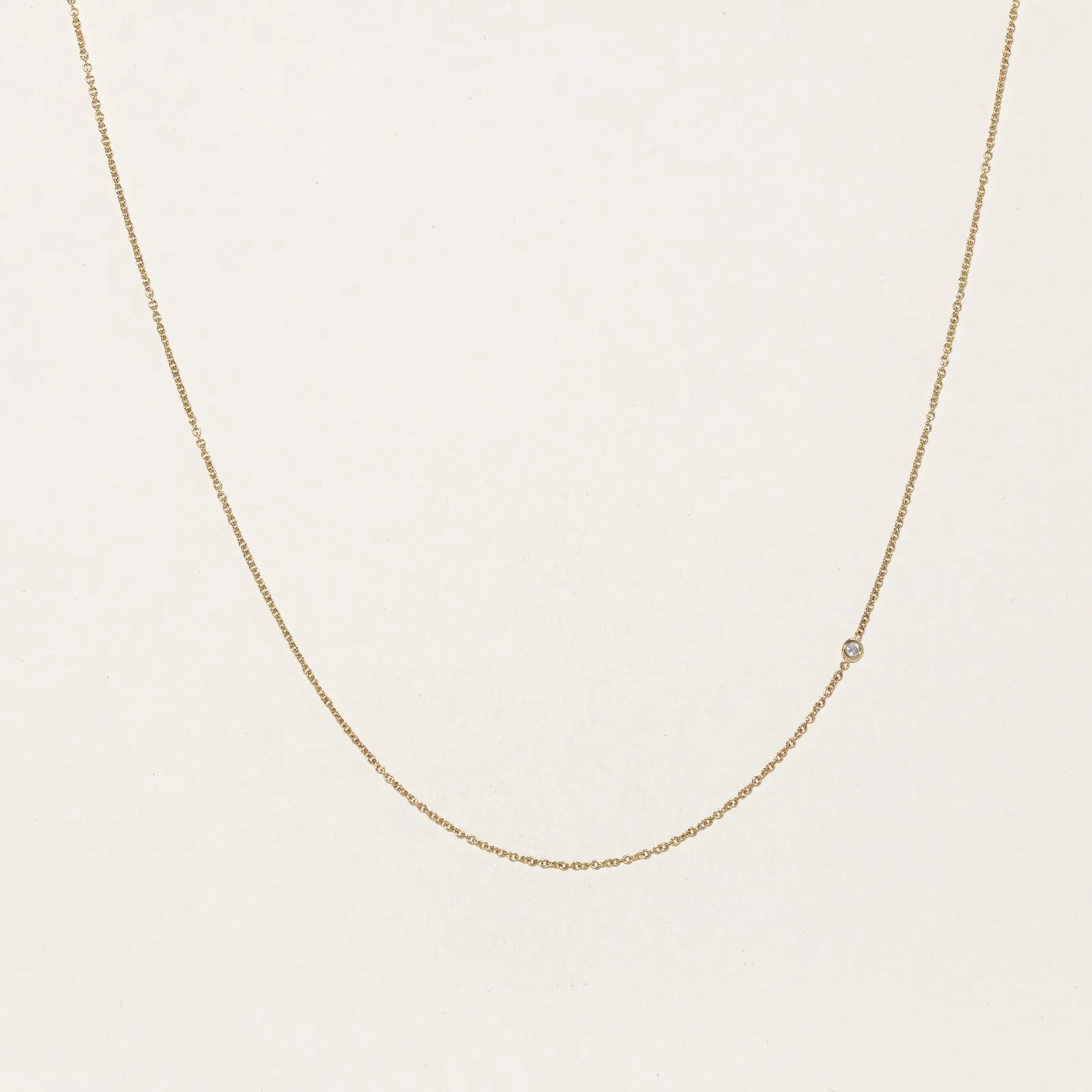 'Zo Chicco' 14k Gold Offset Floating Diamond Chain Necklace | 0.02ct | 18"